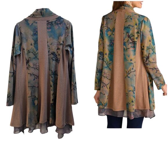 Soft Surroundings Tea Garden Toppers Contrast Panels Waterfall Duster Size Small - Picture 2 of 11